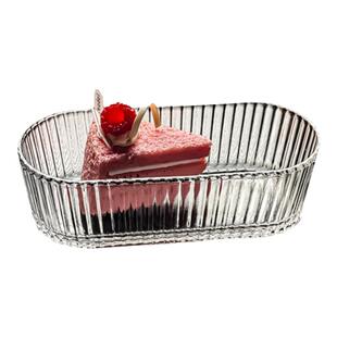 水晶玻璃碟托盘小果盘水果盘透明碗长条盘子收纳盒长方形器皿容器