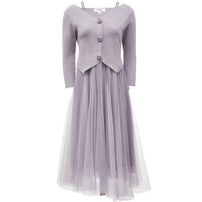 VeroModa针织网纱简约连衣裙