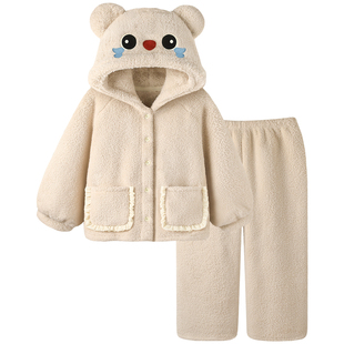 【设计师款】可爱小熊睡衣女款2026新款加厚冬珊瑚绒可外穿家居服