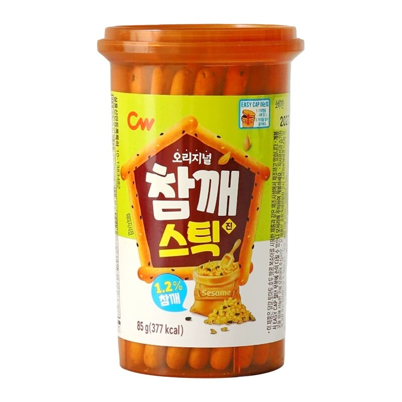 韩国进口CW青右芝麻棒饼干网红办公室手指饼下午茶点心解馋小零食