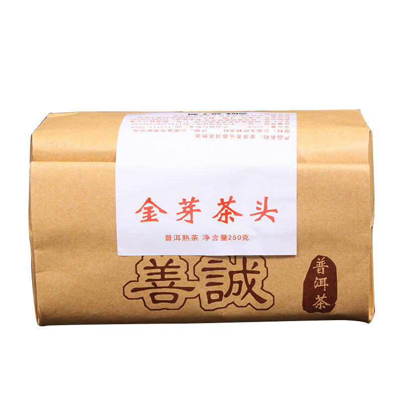 善诚普洱茶老茶头散装金芽茶头熟茶散茶勐海250克香甜耐泡2022年