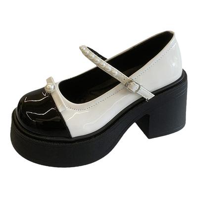 法式高跟玛丽珍小皮鞋女厚底单鞋