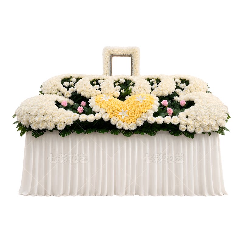 七彩围棺花仿真花祭坛花水晶花棺用品瞻仰花全套孝场展厅场景布置