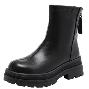 大东官方靴子短靴女款2026新款冬季鞋子女鞋加绒瘦瘦靴百搭马丁靴