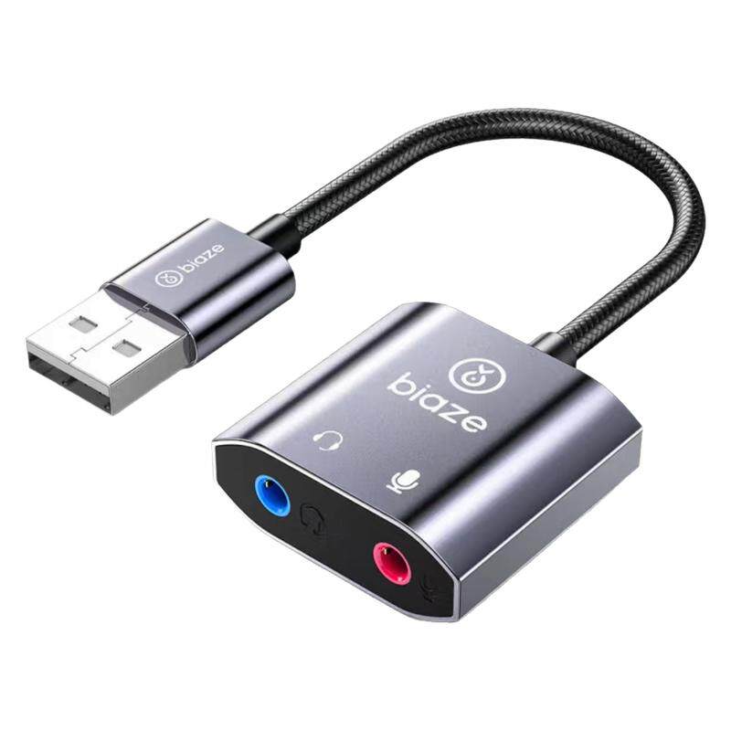 毕亚兹USB转3.5mm外置声卡音频