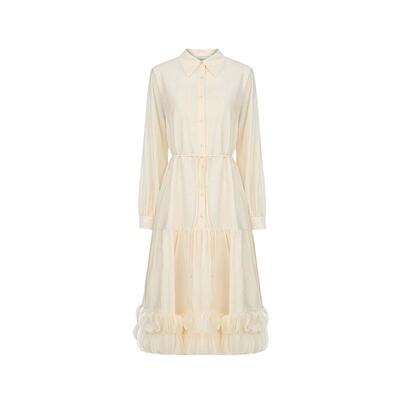 sdeer翻领收腰吊带两件套连衣裙