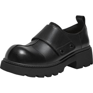 百思图26春商场新款复古英伦风牛津鞋乐福鞋牛皮皮鞋女鞋H6811AM6