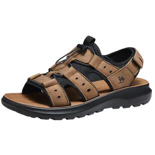 骆驼男鞋夏季透气舒软牛皮免系快穿增高百搭休闲凉鞋男款凉皮鞋子