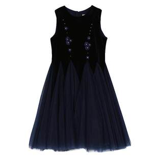 IVY HOUSE常春藤儿童装女大童秋季新款 丝绒网纱礼服裙连衣裙亲子