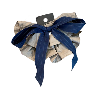 韩国高级感蓝灰条纹蝴蝶结弹簧夹时尚后脑勺盘发横夹精致百搭顶夹