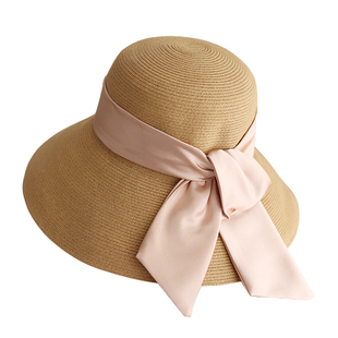 AI毒家 法式大帽檐  遮阳帽蝴蝶结渔夫帽 防晒帽子女夏
