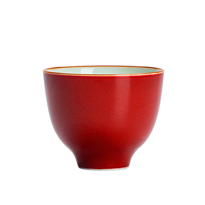 耕道堂霁红釉陶瓷茶具65ml品茗杯