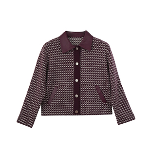 谭飞时装【贺岁系列千马格外套】冬季安可拉红羊毛真皮拼接上衣女