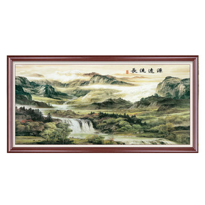源远流长十字绣线绣新款2024客厅满绣印花风景山水画中式中国古典