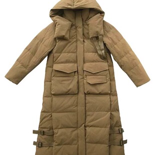 MODOGAGA魔多伽格专柜冬新款女时尚潮流收腰保暖鸭绒加长厚羽绒服