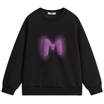 MQD童装男童加绒卫衣秋冬款儿童圆领内搭打底衫男童印花长袖卫衣