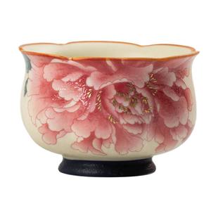 牡丹花青花岩矿白茶杯陶瓷主人杯单杯个人专用高档复古品茗杯茶盏