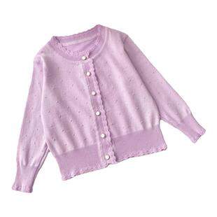 女童开衫薄款针织空调衫春夏季冰丝棉洋气儿童毛衣韩版夏款防晒衣