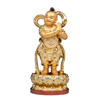 树脂观音座下护法神像一对