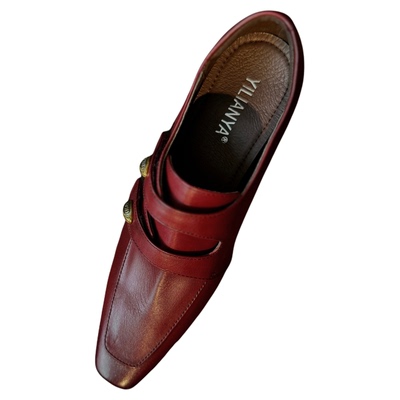 水洗牛皮高跟深口单鞋女春季新款