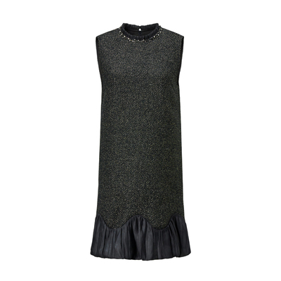 颜域时尚拼接毛呢背心连衣裙