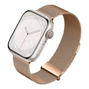 AppleWatchS10代9手表带se磁吸米兰尼斯表带金属不锈钢编织腕带SE2适用于苹果手表8/7/6代夏季透气UItra1/2/3