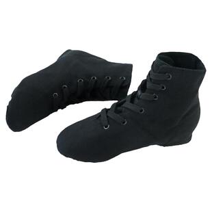 舞蹈鞋成人女爵士鞋软底鞋练功鞋帆布黑色室外高帮舞鞋跳舞高筒鞋