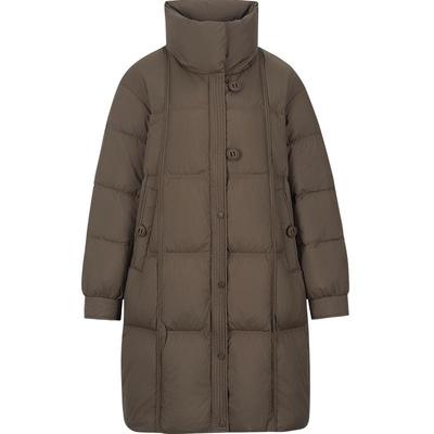 【95绒】纯色羽绒服女冬季长款外套kbne秋冬新款保暖派克面包服女