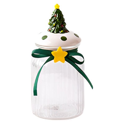 圣诞储物罐储物罐玻璃+陶瓷可爱