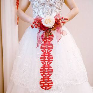 婚房布置装 饰窗帘绑带花结婚用品拉大全卧室女方婚礼喜字挂饰套装