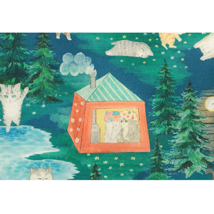 日本进口60支纯棉面料yukiemon松浦童趣薄手工服装连衣裙动物露营