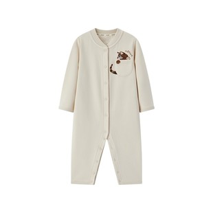 Milkbarn2025秋季新品婴儿连体衣长袖宝宝哈衣爬爬服简约休闲童装