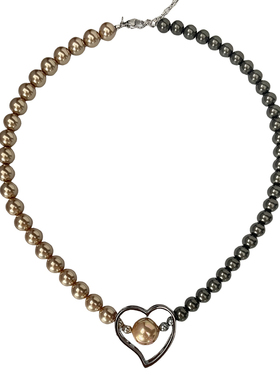小众设计串珠珍珠项链爱心吊坠