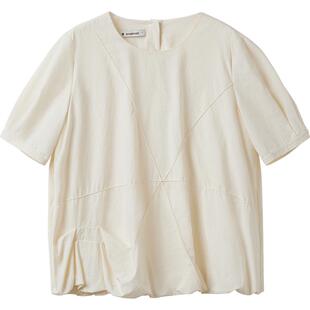 播商场同款短袖花苞圆领衬衫女夏季新款宽松小衫BDS2HD2637