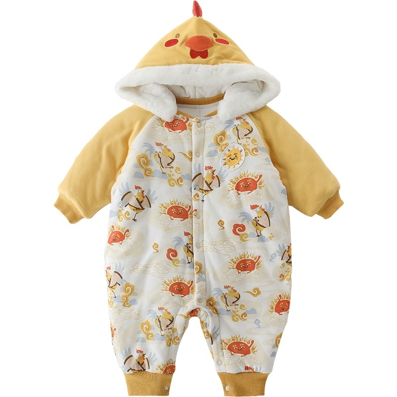 宝宝棉服秋冬季加厚保暖幼儿衣服夹棉外出服连体衣国风婴儿棉袄