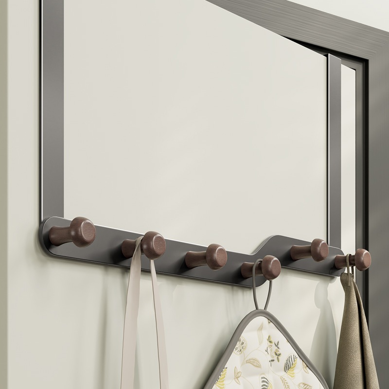 门后挂钩枪灰色铁艺卧室整理收纳挂衣钩挂衣架门上挂包架轨道款