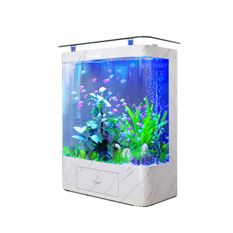 轻者定制双圆水族箱客厅家用靠墙落地静音中大型生态鱼缸造景过滤