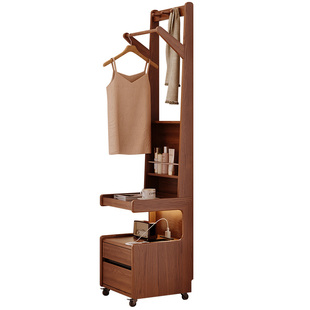 床头柜衣帽架一体卧室可移动落地挂衣架收纳柜带感应灯放衣服神器