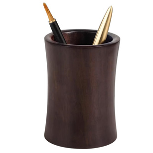 黑檀木实木笔筒创意艺术摆件 办公室桌面收纳筒 木质笔筒定制刻字