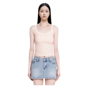 BM吊带背心女2026夏季新款蕾丝爱心印花短款露脐修身显瘦内搭上衣