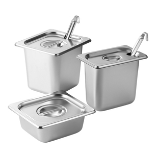 不锈钢份数盆长方形盒子带盖果酱盒奶茶店专用六分之一份数盒商用