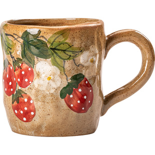 景德镇陶瓷杯美陶手绘草莓玫瑰马克杯咖啡杯家用水杯釉下彩伴手礼
