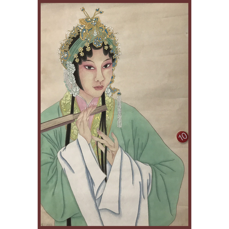 手工绘制新古典国画戏曲人物图案装饰画古风水彩工笔挂画仿古墙饰