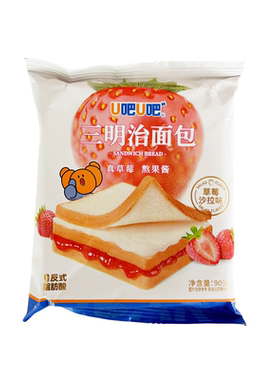u吧u吧三明治面包沙拉酱夹心吐司整箱儿童早餐蓝莓草莓味糕点零食