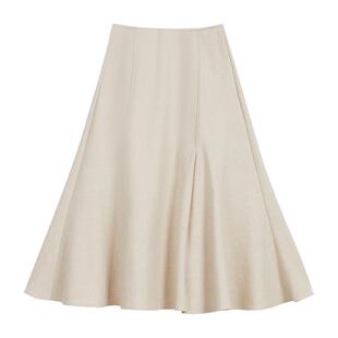 YINER音儿女装冬季羊毛鱼尾裙子优雅显瘦米色半身裙