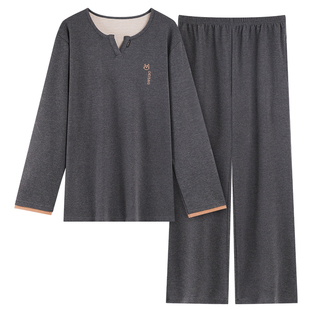 2026新款双面德绒睡衣男士长袖加厚磨毛秋冬季简约休闲薄绒家居服