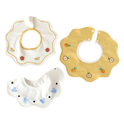 韩版刺绣防水口水巾纯棉宝宝围嘴