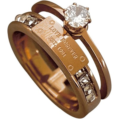 锆石钛钢双层戒指女轻奢时尚