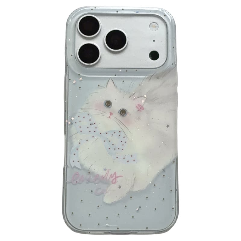 SHERRY*ins风蓝底蝴蝶结白色布偶猫适用于苹果18ProMax手机壳iPhone17Pro小众少女心16简约小清新卡通可爱萌