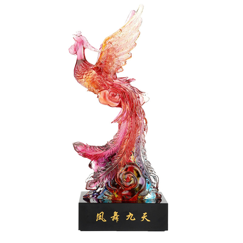 琉璃凤凰摆件开业乔迁礼物定制